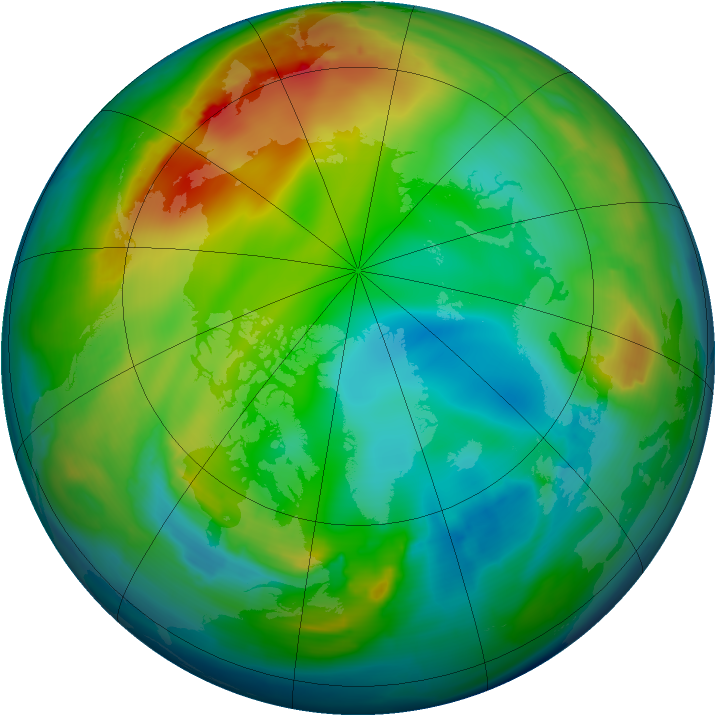 Arctic ozone map for 23 December 2008